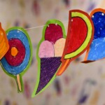 red blue and yellow heart shaped hanging decor